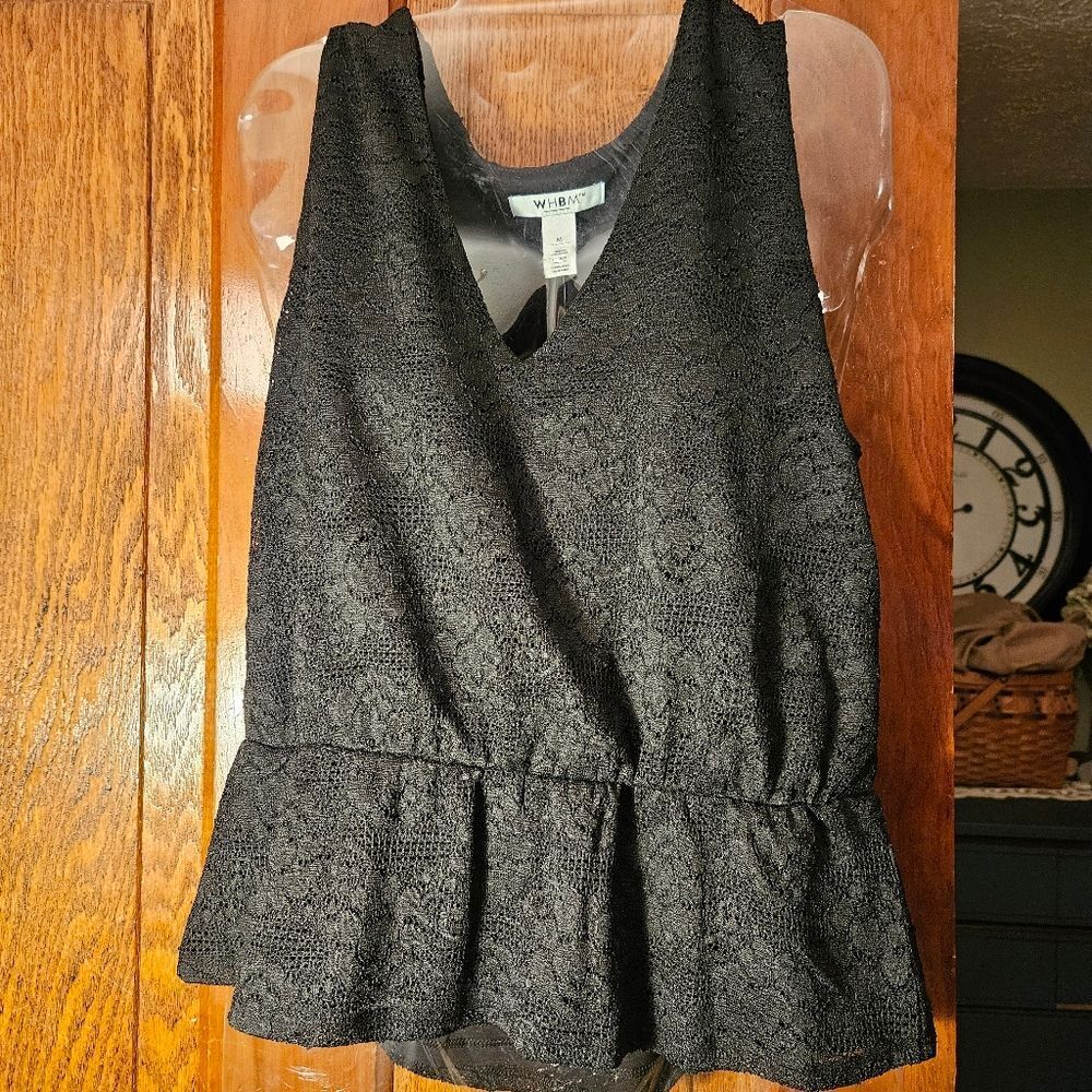 White House Black Market Black Lace Cami Medium Floral Overlay ELEGANT LAYER NWT
